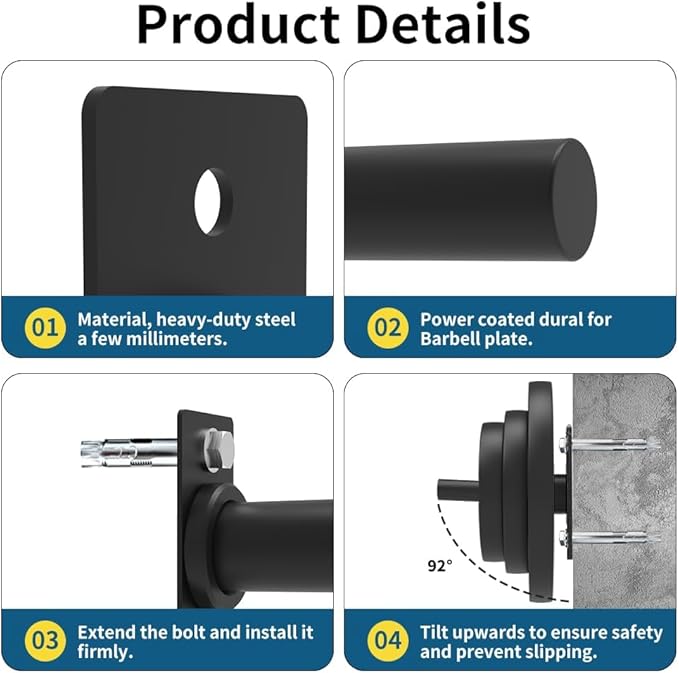 Wall Mounted Weight Plate Holder,Weight Plate Rack for for All Size Bumper Plates, Max Weight Capacity 300 Lb, Home Gym Organizer