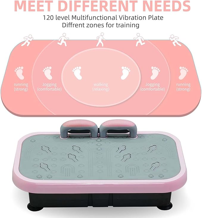 Vibration Plate Exercise Machines, 120 Speeds Whole Body Workout Equipment with Resistance Bands Handles, Vibrate Fitness Platform for Weight Loss, Fat Burning, for Women, Men, and Home Gym Exercise