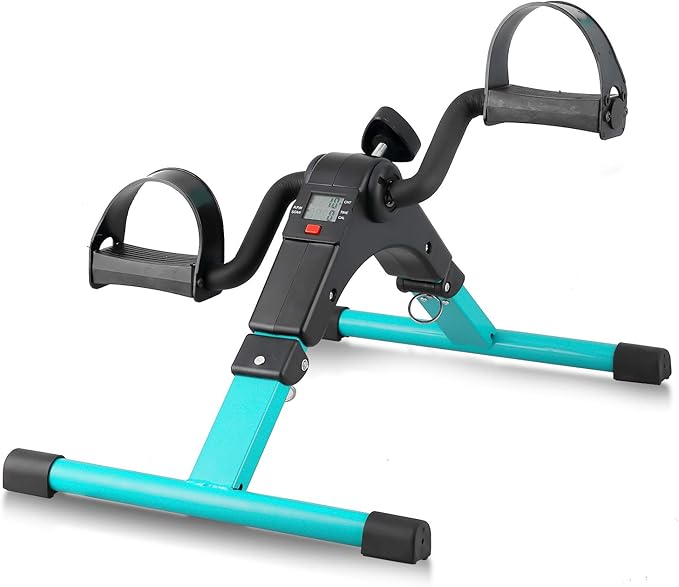 Folding Pedal Exerciser, Mini Under Desk Bike - Portable Foot Hand Cycle Peddler Machine Bicycle Exerciser for Arm Leg While Sitting