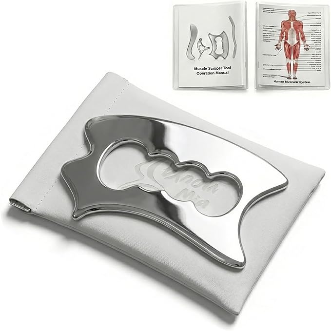 QKIIP Muscle Scraper Tool for Back & Legs, Enlarged Myofascial Massage Release Tool, Stainless Steel Scraping Tool Physical Therapy, IASTM Fascia Scraper, Guasha Tool for Body Skin Neck