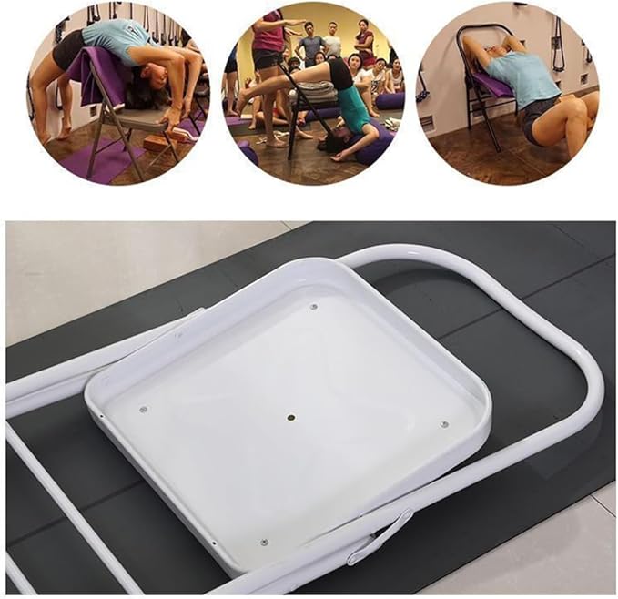 Yoga Auxiliary Chair Yoga Practice Balance Chair for Iyengar Foldable Pilates Yoga Chair with Anti-Slip Foot,PU Cushion,Double Beam Design,Green