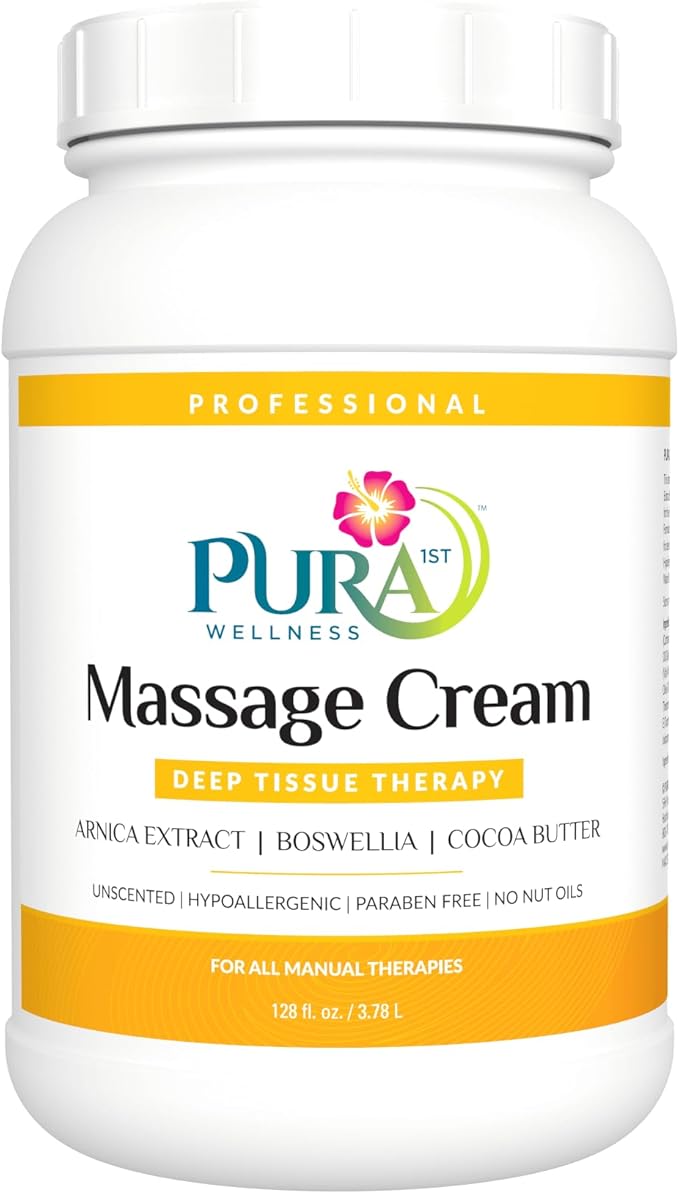 Deep Tissue Therapy 1 Gallon Massage Cream, Professional, Massage Therapy, Unscented, Natural Ingredients, Skin Hydrating, Moisturizing, Muscle Relief, for Bruising, Recovery, Soothing