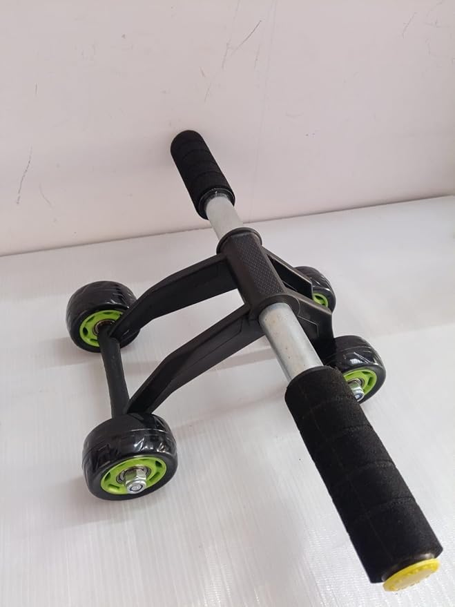 4 wheel ab wheel roller for six pack abs workout at home Exerciser for Abdominal Stomach Exercise Training with Knee Mat Steel Handle for (Men and Women) multicolor