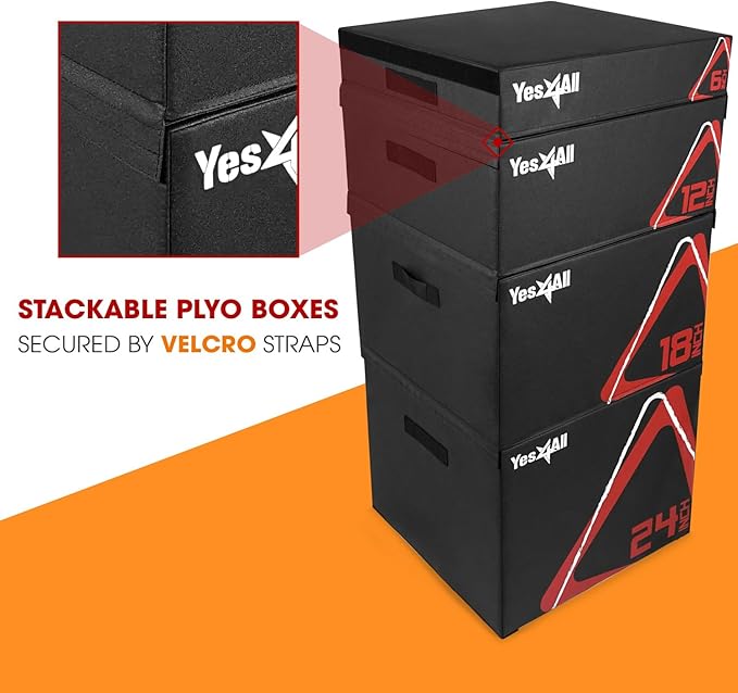 Yes4All Adjustable Soft Plyo Box, Jumping Trainer - For Plyometric Exercises and Conditioning, Multiple Height Variations