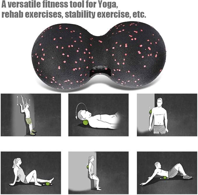 Peanut Massage Ball, 24x12cm Myofascial Release Acupoint Massage Deep Tissue Muscle Massage Back Leg Massage Roller Mobility Ball Double Ball for Daily Physical Therapy Yoga Therapy