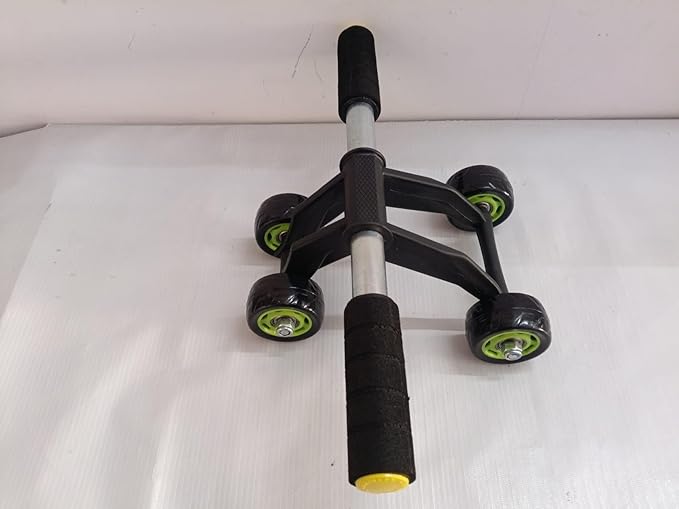 4 wheel ab wheel roller for six pack abs workout at home Exerciser for Abdominal Stomach Exercise Training with Knee Mat Steel Handle for (Men and Women) multicolor
