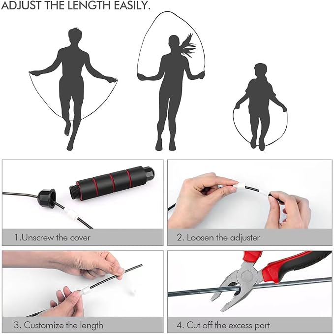 Jump Rope,Adjustable Jumping Rope,Tangle Free Fast Ball Bearings skipping rope,Suitable for Men, Women, and Kids,Fitness,Workout and Slimming at Home,School.