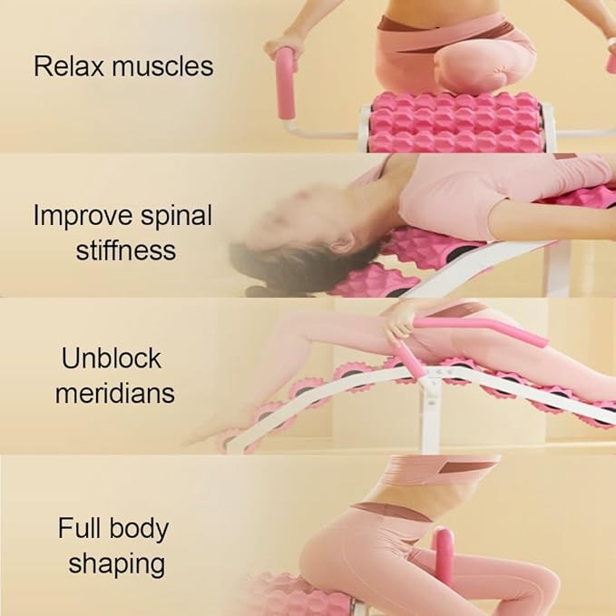 Chair Yoga with Handles, Foldable Pilates Equipment with Multiple Foam Rollers, Home Workout Bench with Suction Cup for Gym, Bedroom, Living Room