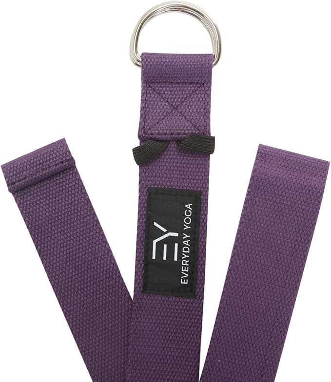 Everyday Yoga Strap with Metal D-Ring - Durable Stretching Strap for Yoga, Pilates, Flexibility & Physical Therapy (6ft, 8ft, 10ft)
