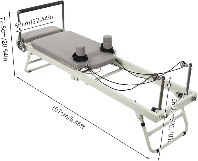 Pilates Reformer, Foldable Reformer Pilates Machine for Home Use, Cardio Fitness Rebounder with Dual Resistance- Springs and Cords, Pilates Equipment for Home Gym Workouts, Up to 264 LBS