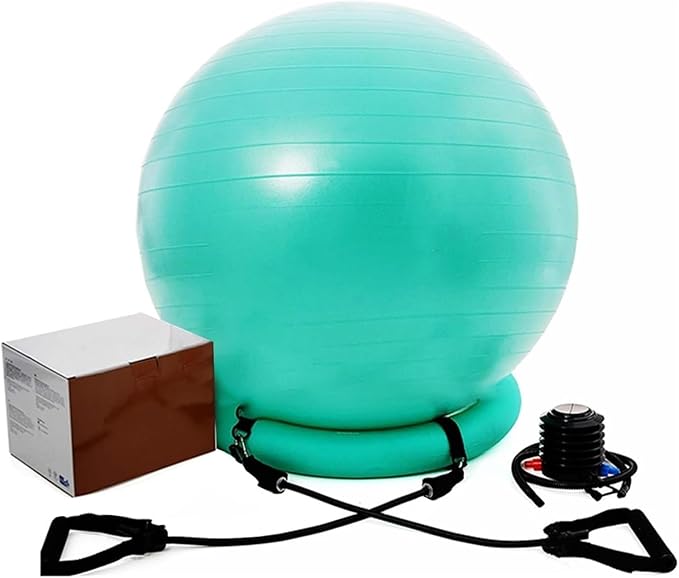 Yoga Ball Chair,Yoga Ball，Exercise Ball, Balance Ball Chair with Adjustable Band & Stability Base Home Yoga Chair for Exercise/Improving Health Pregnancy Birthing Balls Seat(Green,Diameter 65cm ( 25 5