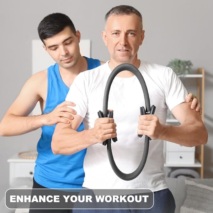 15" Pilates Ring, Dual-Grip Pilates Ring Lightweight Circle Yoga Rin-g for Enhance Thigh and Arm Strength, Body Exercise Tool for Home Gym
