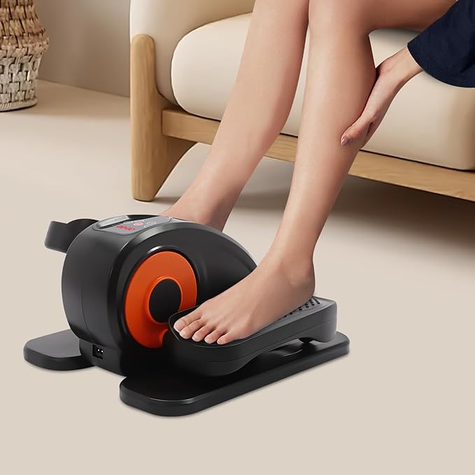 Under Desk Elliptical, 2 in 1 Ellipse Leg Exerciser for Seniors Adults 5Gear Electric Seated Pedal Exerciser W/Anti-Slip Pads Quiet Elliptical Machine with Remote Control for Home