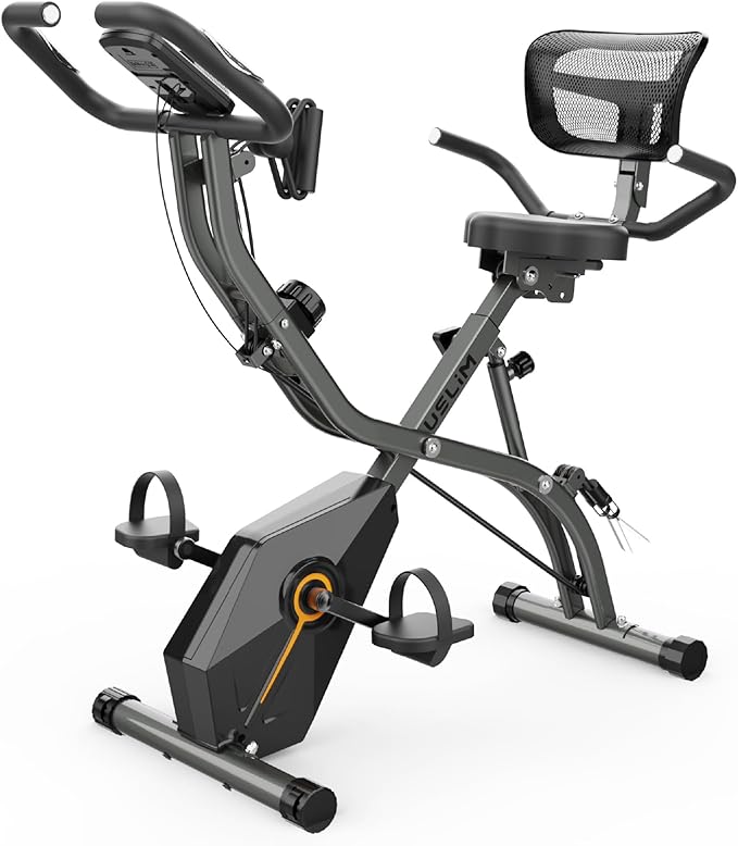 Foldable Exercise Bike Stationary Bikes for Home, 5 IN 1 Indoor Workout Bike, Cycling Bike with 16-Level Quiet Magnetic Resistance, 6.6 LBS Flywheel and 300LBS Capacity for Senior and Home Workout