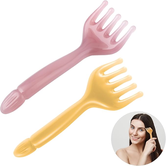 2Pcs Head Massager Manual Hair Scalp Massager Gua Sha Five Claw Massage Tool Comb Portable Handheld Resin Relax Tool for Father's Day Mother's Day Gifts (Amber; Cloud Brown)