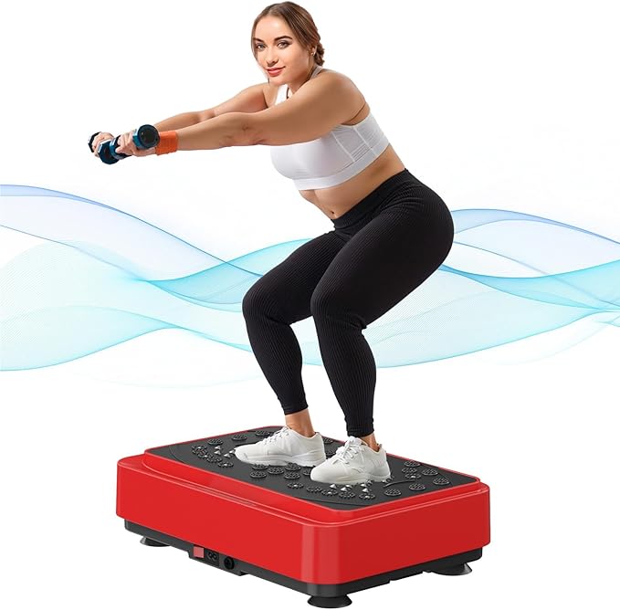 Vibration Plate Exercise Machine, Vibration Plate for Lymphatic Drainage with Remote Control & LCD Display, Vibration Platform with Fitness Resistance Bands for Women Men Weight Loss, 500lbs