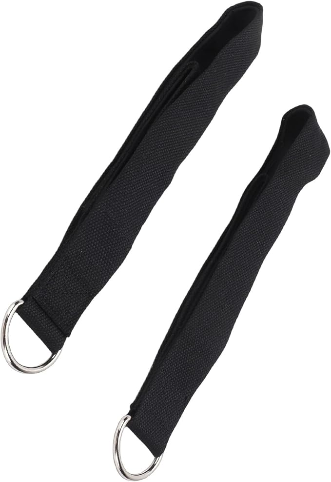 SUNGOOYUE Pilates Straps, Double Loop Exercise Wrist Band with D Buckle for Home Gym Fitness Workouts, Soft Black Cotton Neoprene, 2PCS for Strength and Flexibility Training