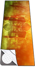 Colorful Star Large Yoga Towel with Corner Pockets, Non Slip Grip Dots Absorbent Hot Yoga Mat Towels, Yoga Blankets with Travel Bag, Mat Cover for Workout, Gym, Fitness - 74"x26", Geometric Flower