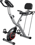 Foldable Exercise Bike Stationary Bikes for Home, 5 IN 1 Indoor Workout Bike, Cycling Bike with 16-Level Quiet Magnetic Resistance, 6.6 LBS Flywheel and 300LBS Capacity for Senior and Home Workout