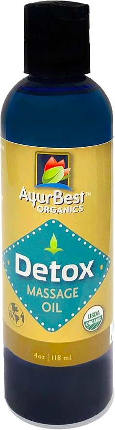 AyurBest Detox Massage Oil 4 oz, USDA Certified Organic