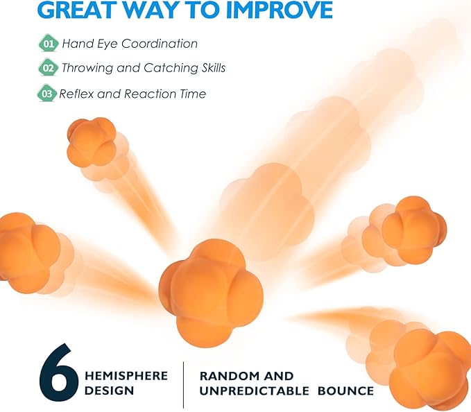 GSE Games & Sports Expert Sports Reaction Balls, Reactivity Ball for Field Training, Agility Trainer for Baseball, Rubber Bounce Balls for Hand-Eye Coordination & Speed Reflex Training