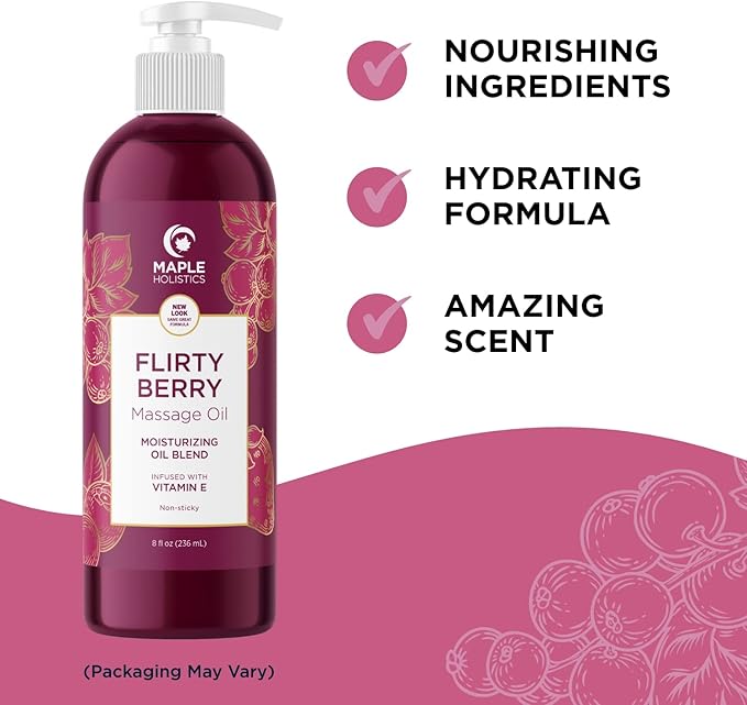 Maple Holistics Massage Oil Kit - Aromatherapy Lavender and Flirty Berry Oils for Massage Therapy and Sensual Aromatherapy - Made With Pure Essential Oils