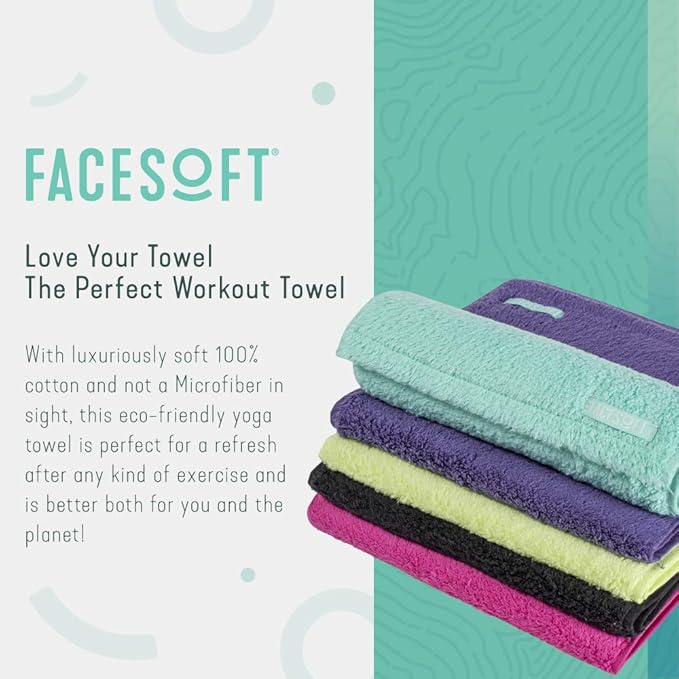 FACESOFT Eco Friendly Gym Towel for Working Out - Soft and Absorbent Cotton Exercise - No Synthetic Microfibers or Plastics - Sweat Towel for Gym, Fitness, Sports, Yoga - Purple - 1 Pc