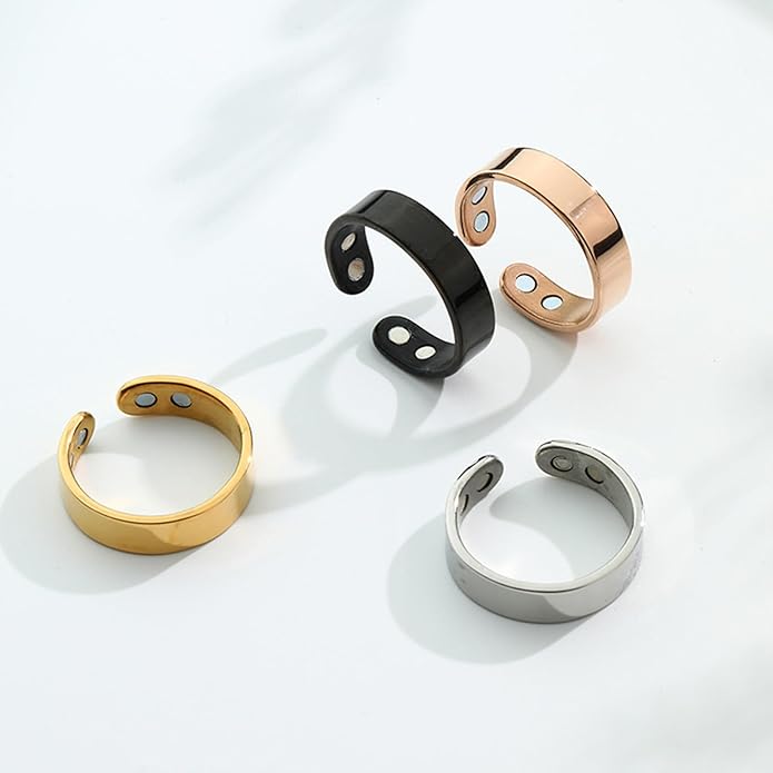 Auvulis Migraine Ring, Vitality Ring for Migraines, Adjustable Acupressure Magnetic Ring, Stainless Migraine Ring for Men and Women