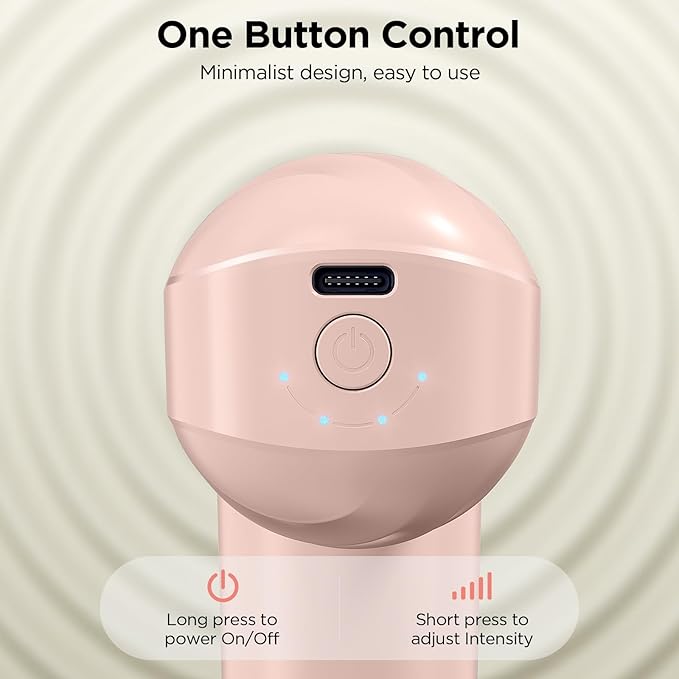 Mini Massage Gun, Powerful Handheld Muscle Massager for Muscle Relaxation, Deep Tissue Percussion Small Massage Gun Travel Massager with 4 Massage Heads Silent Brushless Motor, Pink