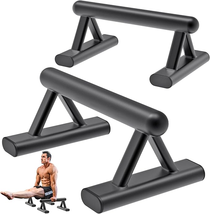 SELEWARE Wood push up bars Parallettes bars Anti-slip Handstand Bars for Calisthenics, Fitness, Floor workouts Solid Wood with Sturdy Metal Bracket, Support 600 lbs