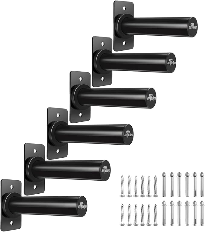 Wall Mounted Weight Plate Holder, Fit 2inch Olympic Weight Plates, Max Weight Capacity 275 lb, Heavy Iron Construction, Mounting Hardware Included