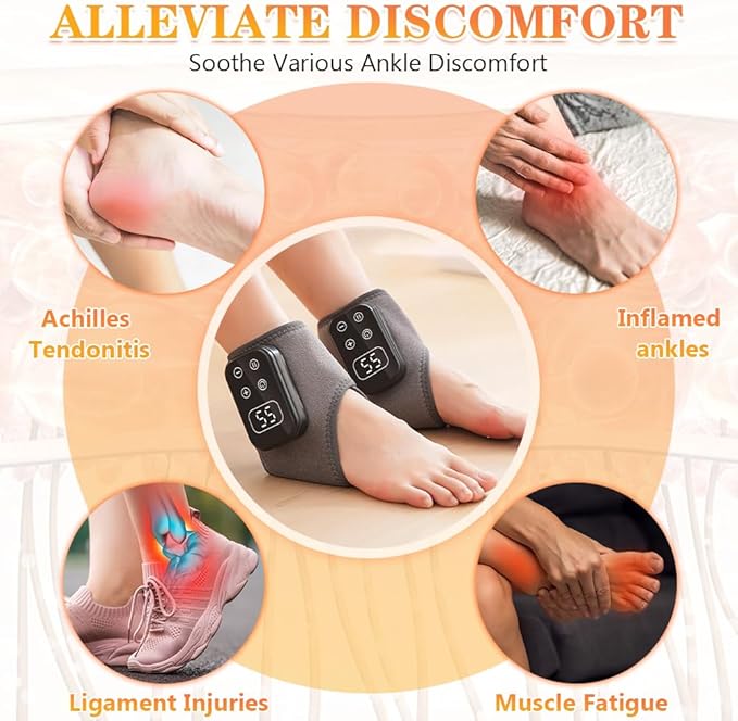Foot Advanced Renew Triple Method Massager, with 5 Vibration Modes and 6 Heat Levels, Suitable for Pain Relief and Plantar Fasciitis, Travel & Home Use（Black 2pcs）