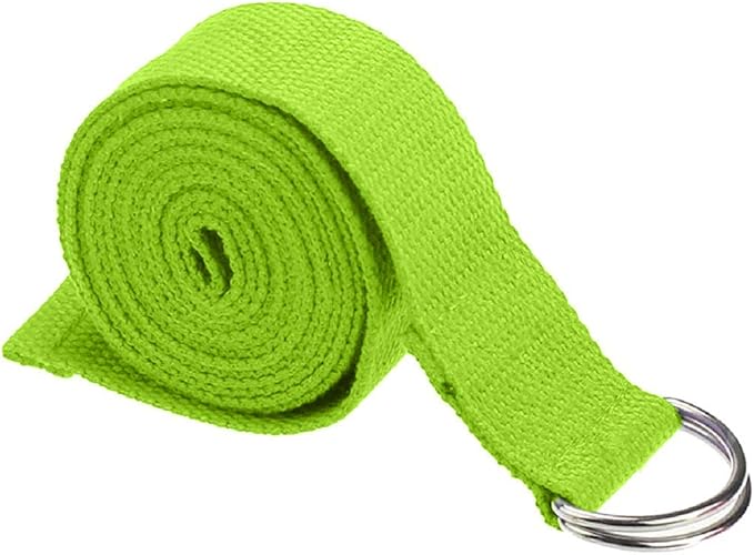 Cotton Exercise Yoga stretch Strap - Sturdy Flexibility Tensile Belt Adjustable Metal D-Ring Buckle, Hold Poses for Daily Stretching, Pilates, General Fitness, and Physical Therapy