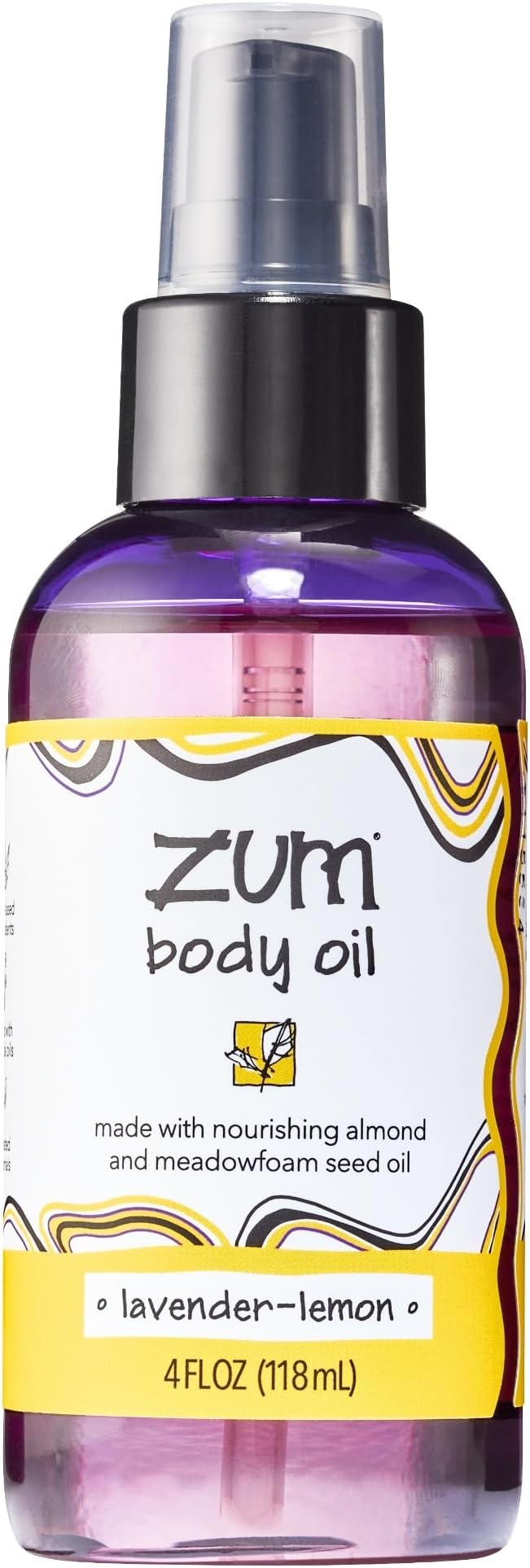 Indigo Wild Zum Lavender-Lemon Body Oil - Nourishing Body Massage Oil for Massage Therapy & Hydration - Nourishing, Vegetarian Massaging Oil with Sweet Almond Oil - 4 fl oz