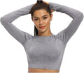 Yoga Set Seamless Women Long Sleeve Blouses Top Gym Sport Bra High Waist Tight Leggings Fitness Suit Shorts Sets (Color : Gray Long sleeve, Size : Small)