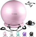 Yoga Ball Chair with 65cm Exercise Ball & 2 Resistance Bands, Stability Base for Home Office, Yoga, Pilates & Fitness, Balance Ball for Posture, Core Strength & Low Impact Workouts