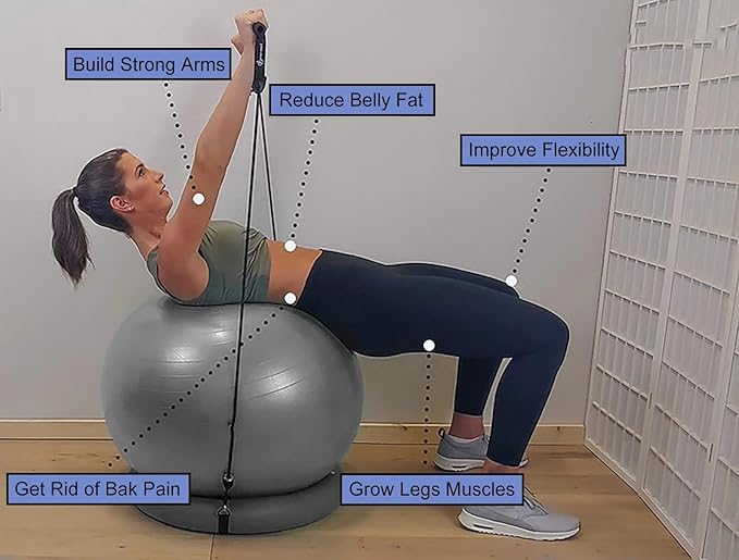 CMYUN Yoga Ball Chair Workout Ball Chair for Yoga/Fitness, Stability Ball Chair for Office Home Classroom, Pregnancy Ball Seat with Pump, Relieve Back Pain (Size : Diameter 65cm (25 5/8"))