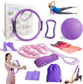Home Workout Pilates Kit for Women, Better me Pilates Ring and Ball Set Essentials Equipment, with 5 Resistance Bands, Massager Roller, Yoga Starter Accessories for Toning Arms, Thighs & Core