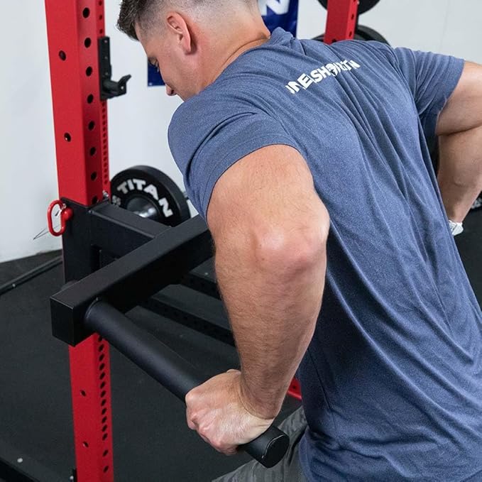 Titan Fitness Y-Dip Bar Fits T-3 Series Power Racks, Rack Mounted Dip Attachment, 500 LB Capacity, Dip Bar Station for Tricep Dips, Bodyweight Training, Calisthenics, Squat Rack
