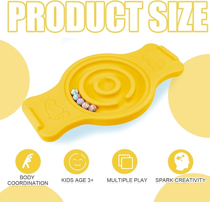 Maze Balance Board for Kids Plastic Wobble Rocker Balance Board with Mini Balls Load 220lb Balance Game with Handles for Toddler Balancing Exercise Equipment Game, 24.5 x 11.8 Inch