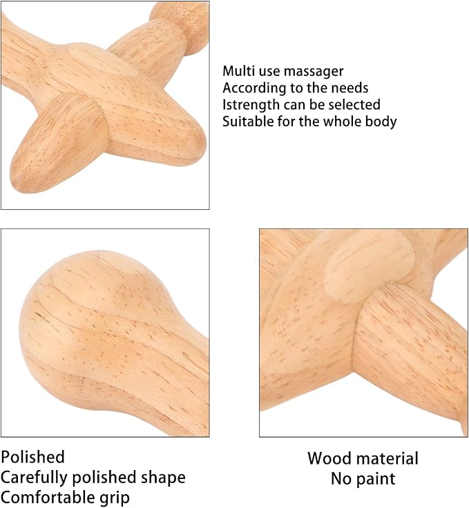 Trigger Point Massager Tool, Wood Deep Tissue Acupressure Massage Tools for Full Body Relaxing, Handcrafted Thumb Saver Massager