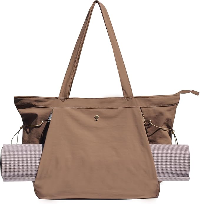 ESVAN Yoga Tote Bag for Women Shoulder Bags Drawstring for Office Workout Travel Carryall Pilates Gym and Beach