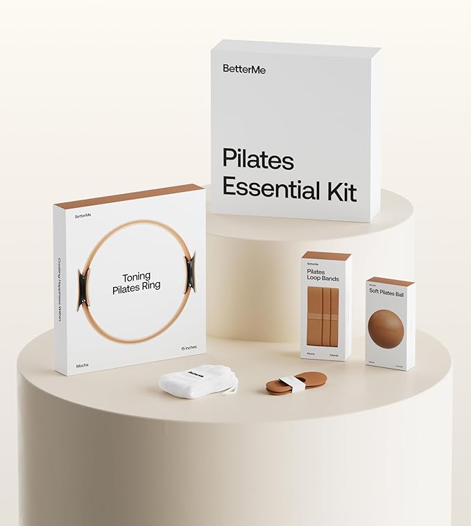 BetterMe Pilates Essential Kit - Pilates Ring, Long Resistance Bands, Pilates Loop Bands, Ball and More - Complete Home Pilates Kit for Women