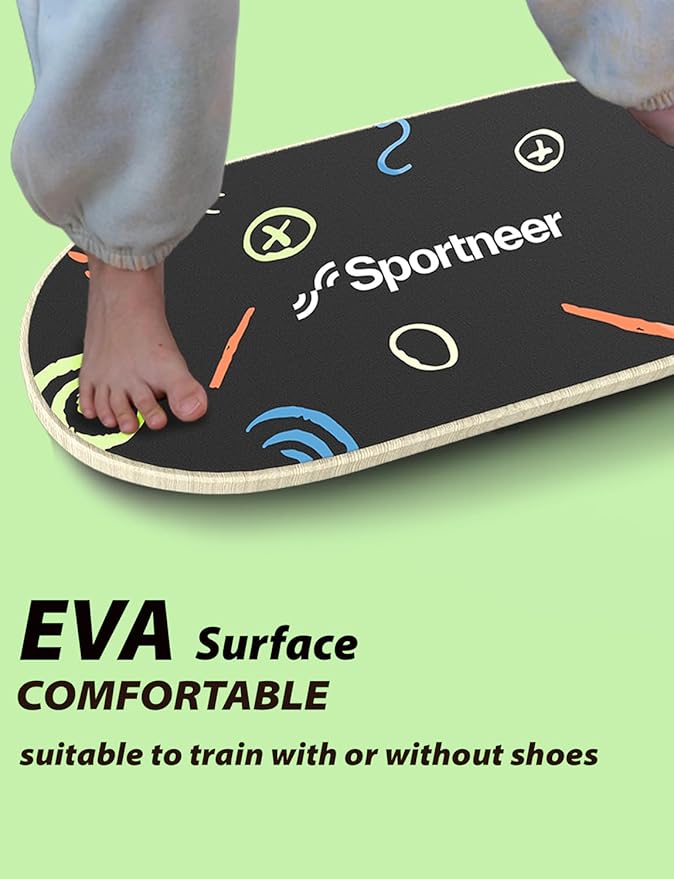 Sportneer Balance Board Kids Wooden Wobble Board for Kids, Safe and Sturdy Balance Trainer, Kids Balance Board for 3-5 6-12 (With Semi-circular Wobble Blocks)
