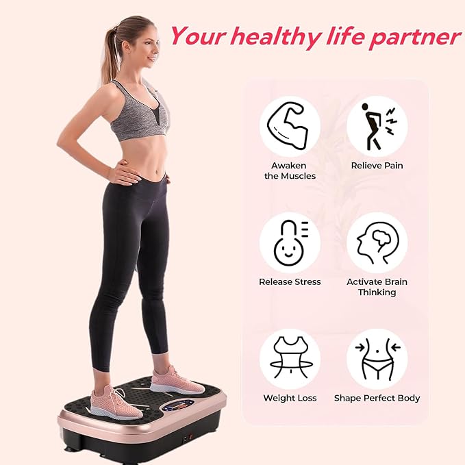 TLSUNNY Vibration Plate,3D Shake Board,Power Workout Platform,Full Body Shaping,Weight-Loss Exercise Machine for Lymphatic Drainage,W/2 Resistance Bands, Acupressure Foot Pedal&Remote Control