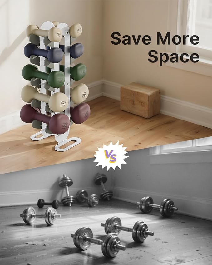 YOTTOY Compact Dumbbell Rack-Weight Rack for Home Gym, Sturdy Weight Holder for Dumbbells, Small Weight Rack for Weights & Dumbbell Rack Stand Only