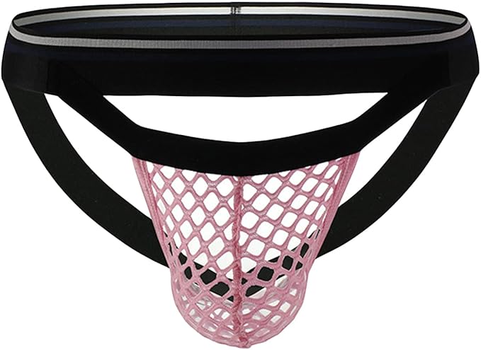 JEsilunmaMY Men's Fishnet Jockstrap U Convex Breathable Low Waist Mesh Thong Underwear Athletic Supporters Briefs Underpants