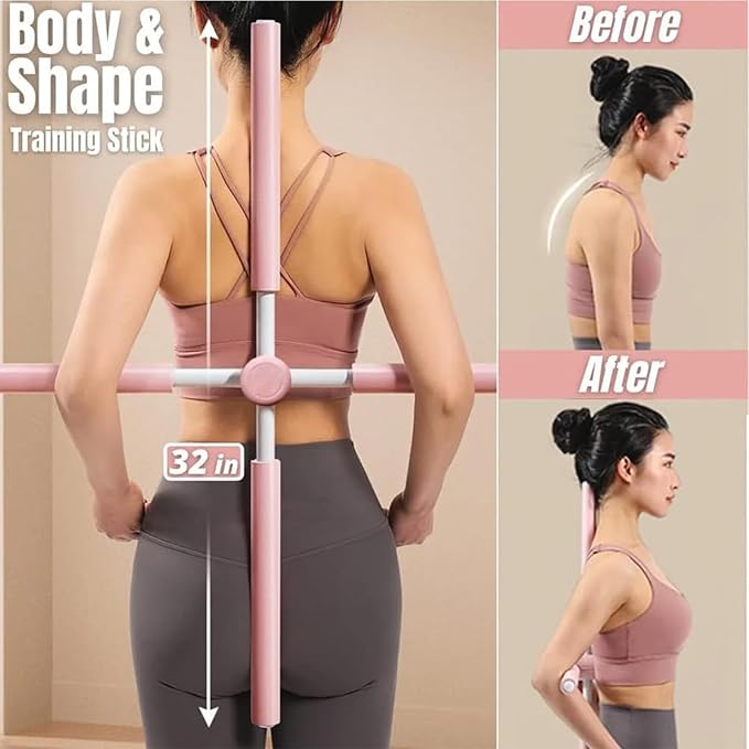 Yoga Stick - Back Alignment Tool, Neck Training Equipment, Spine Straightening Rod, Correction Device, Stretching Fitness Gear | Travel-Friendly Back Stretcher for Sitting, Offices, Home