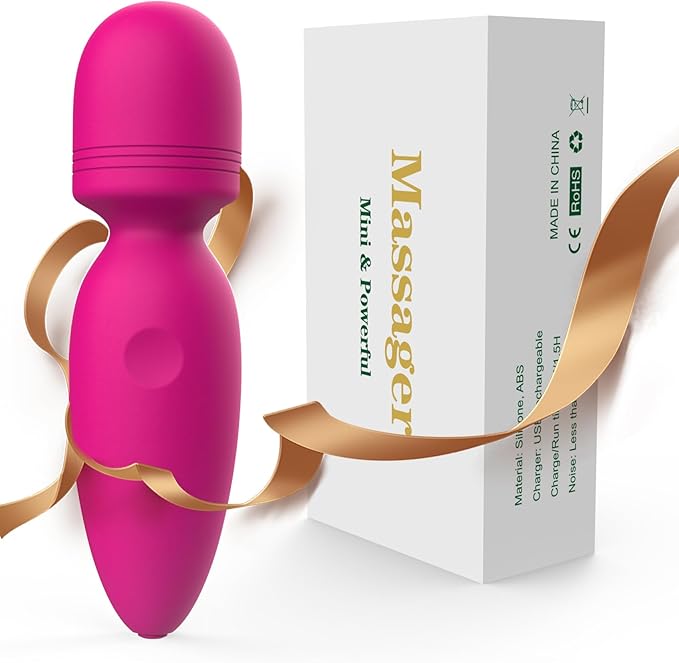 Mini Massager Tools,Small Waterproof Cordless Handheld Massager with 10 Vibration Modes, Personal Handheld Massager for Back（Rose Red）