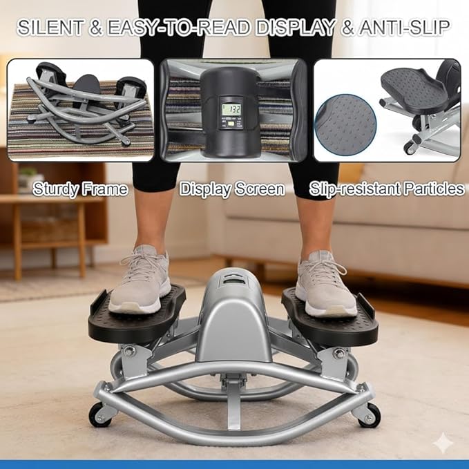 Woodye Lateral Thigh Trainer & Ski Simulator - U-Shaped Side Stepper for Home Workout, Quiet Glide Sculpting Machine for Glutes & Inner Thighs, Resistance Bands & Mat Included